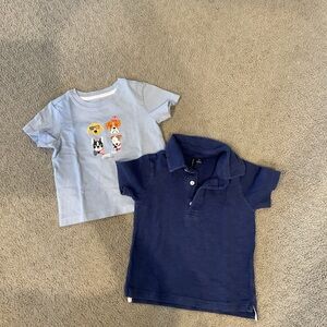Janie and Jack Light Blue Graphic Tee & Navy Polo Set